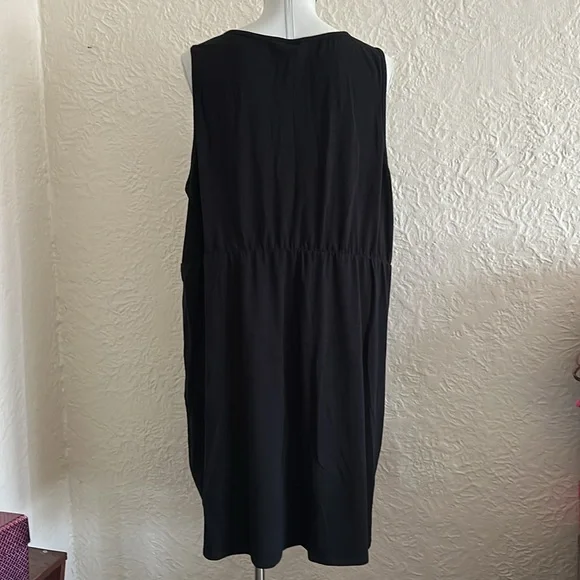Torrid Mini Jersey Bodycon Dress Black 3 Plus Size 3X Pockets Sleeveless Snaps - Picture 9 of 13